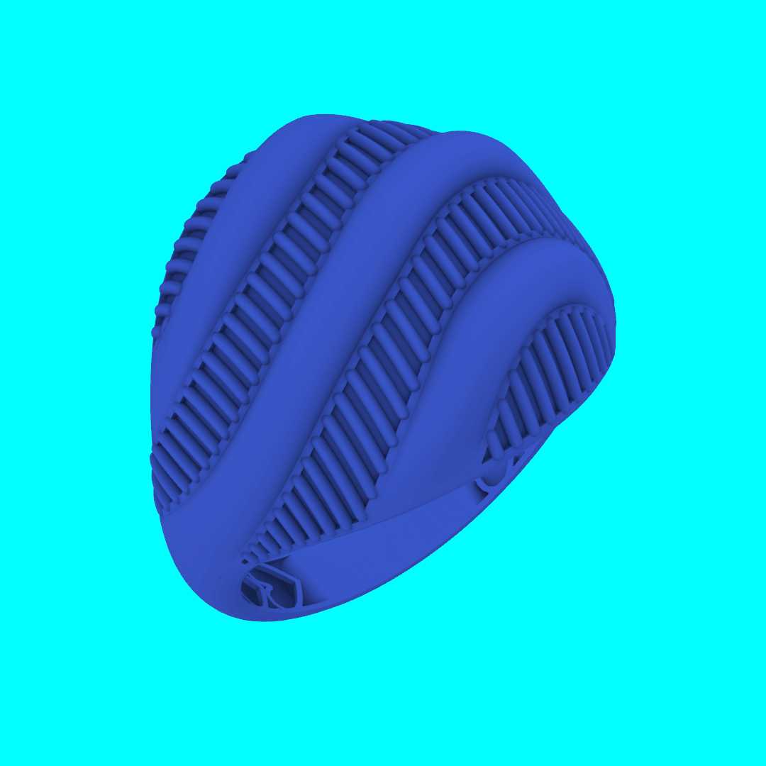 Wide Domed Band with Diagonal Ribs Ring