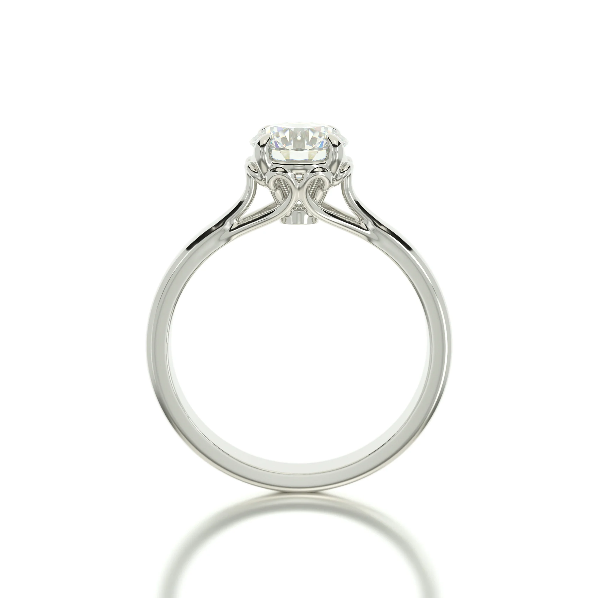 gold engagement ring 1Ct diamond — view 2