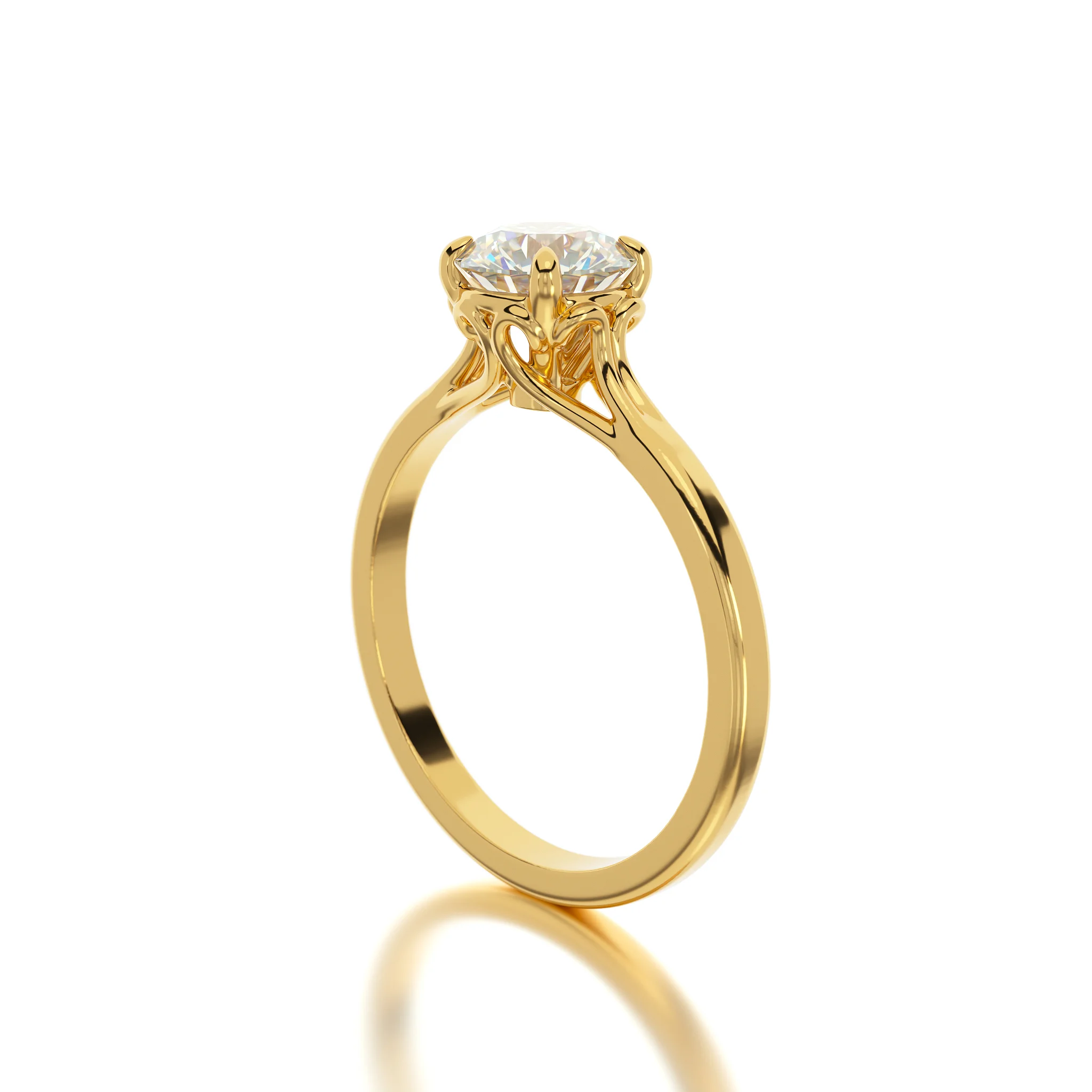 gold engagement ring 1Ct diamond — view 8