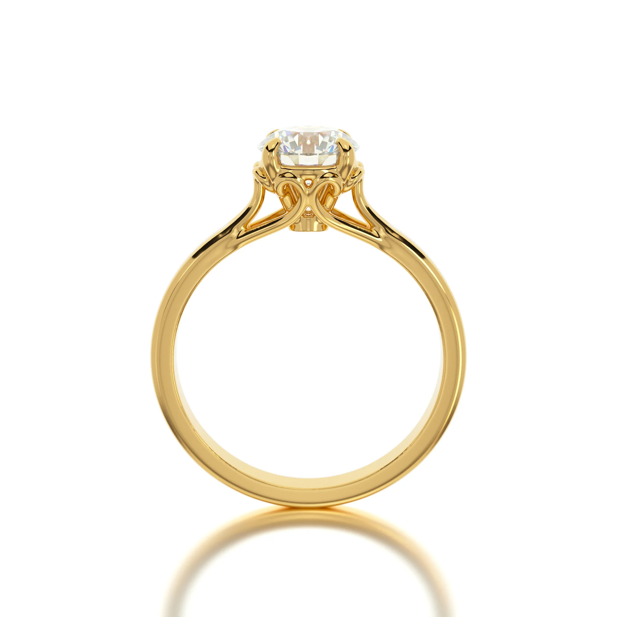 gold engagement ring 1Ct diamond — view 7