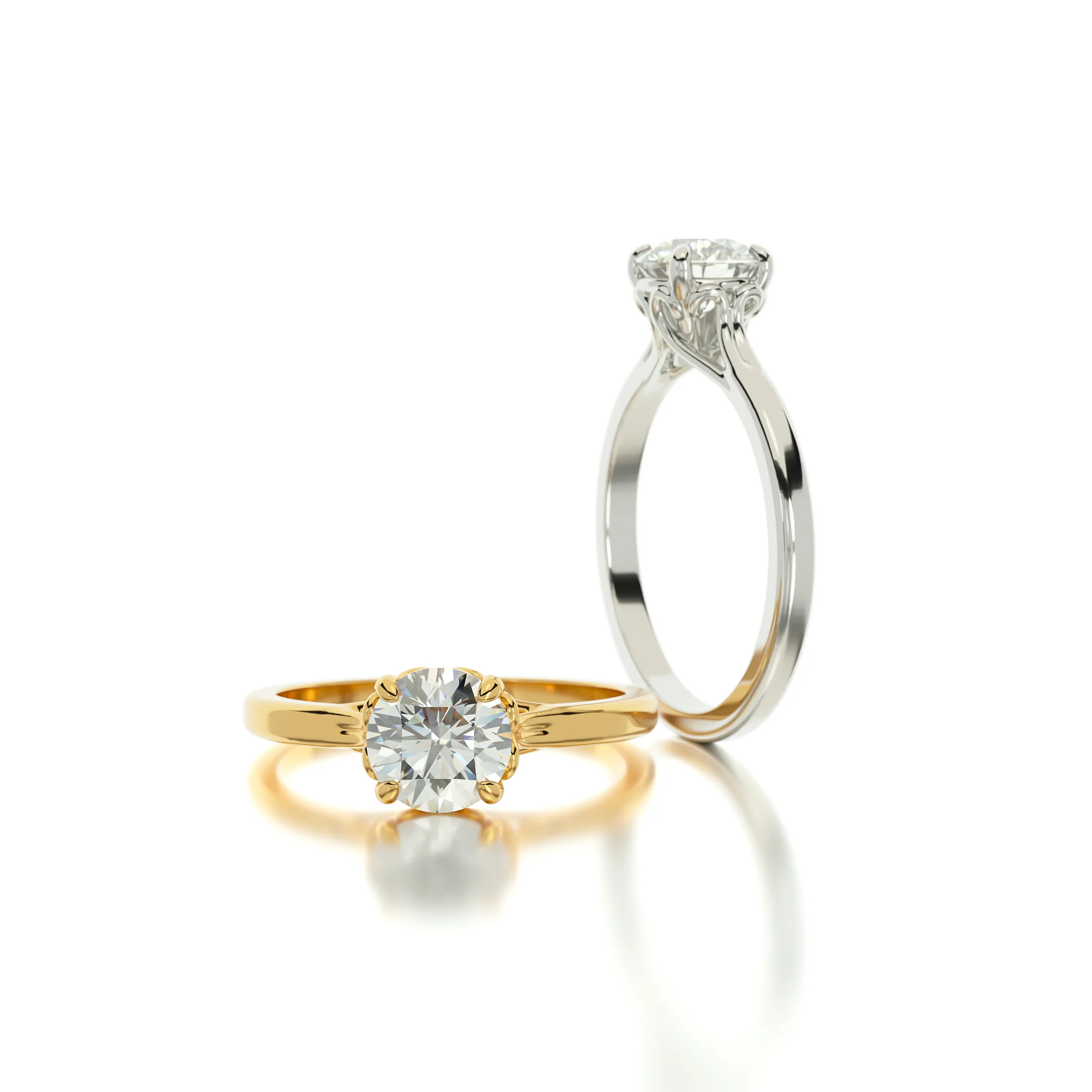 gold engagement ring 1Ct diamond