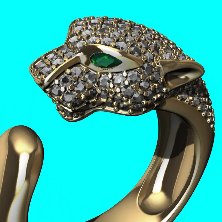 Figural Panther Head Pavé Bypass Ring  hotsale — view 5