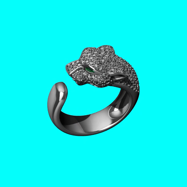 Figural Panther Head Pavé Bypass Ring  hotsale — view 4
