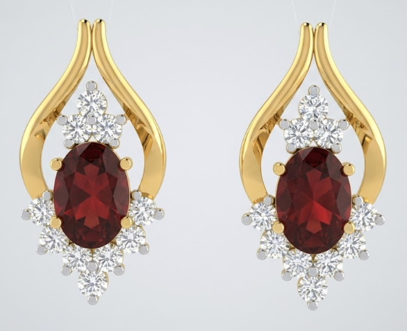 Bypass Loop Oval Gemstone Cluster Stud Earrings — view 2