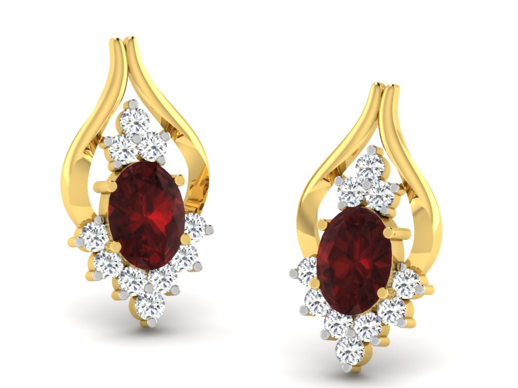 Bypass Loop Oval Gemstone Cluster Stud Earrings — view 1