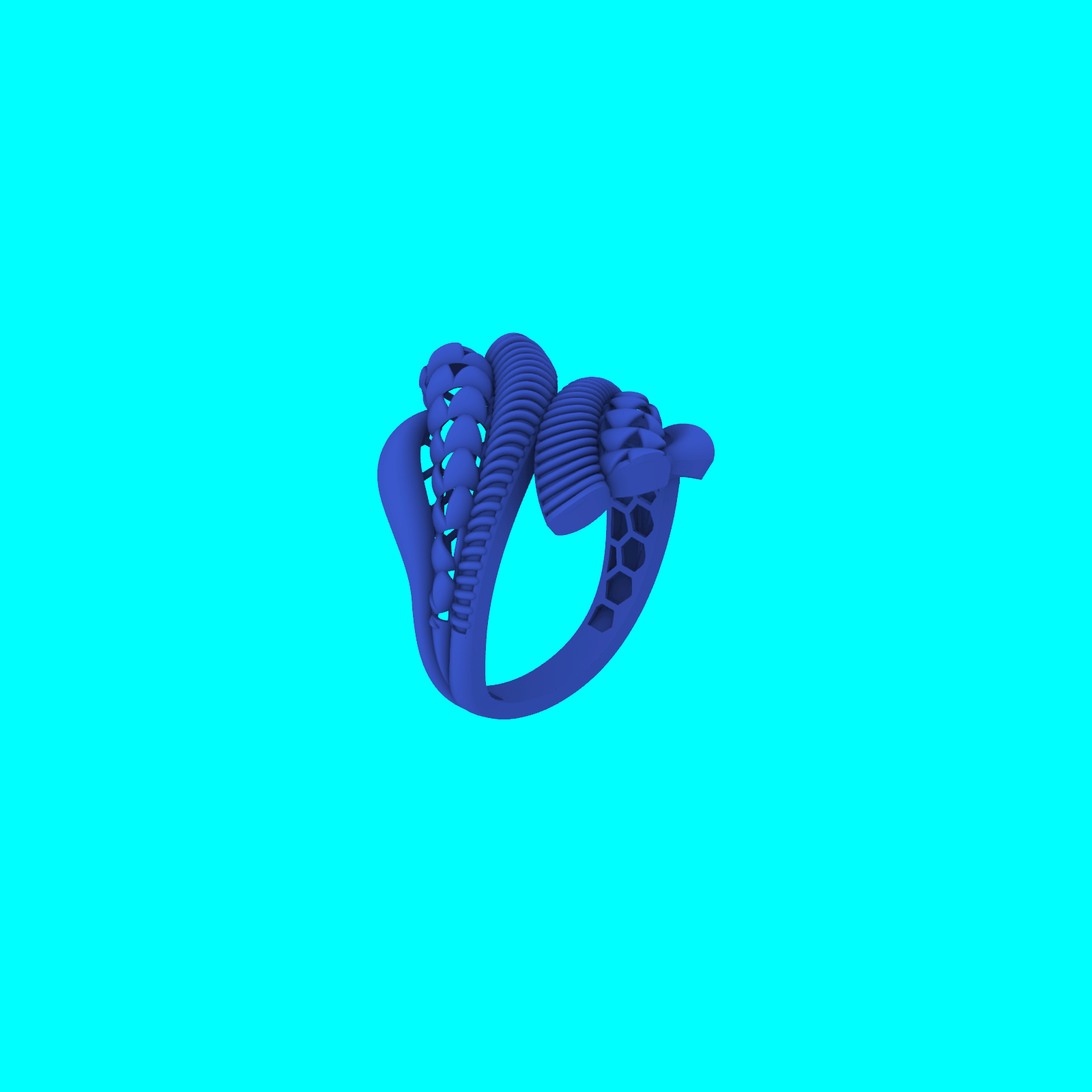 Abstract Bypass Ring with Braided and Ribbed Top — view 7