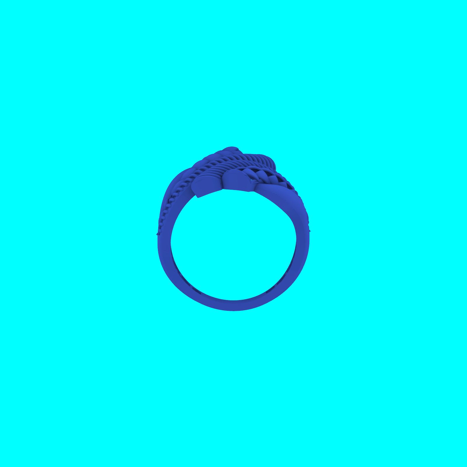 Abstract Bypass Ring with Braided and Ribbed Top — view 3