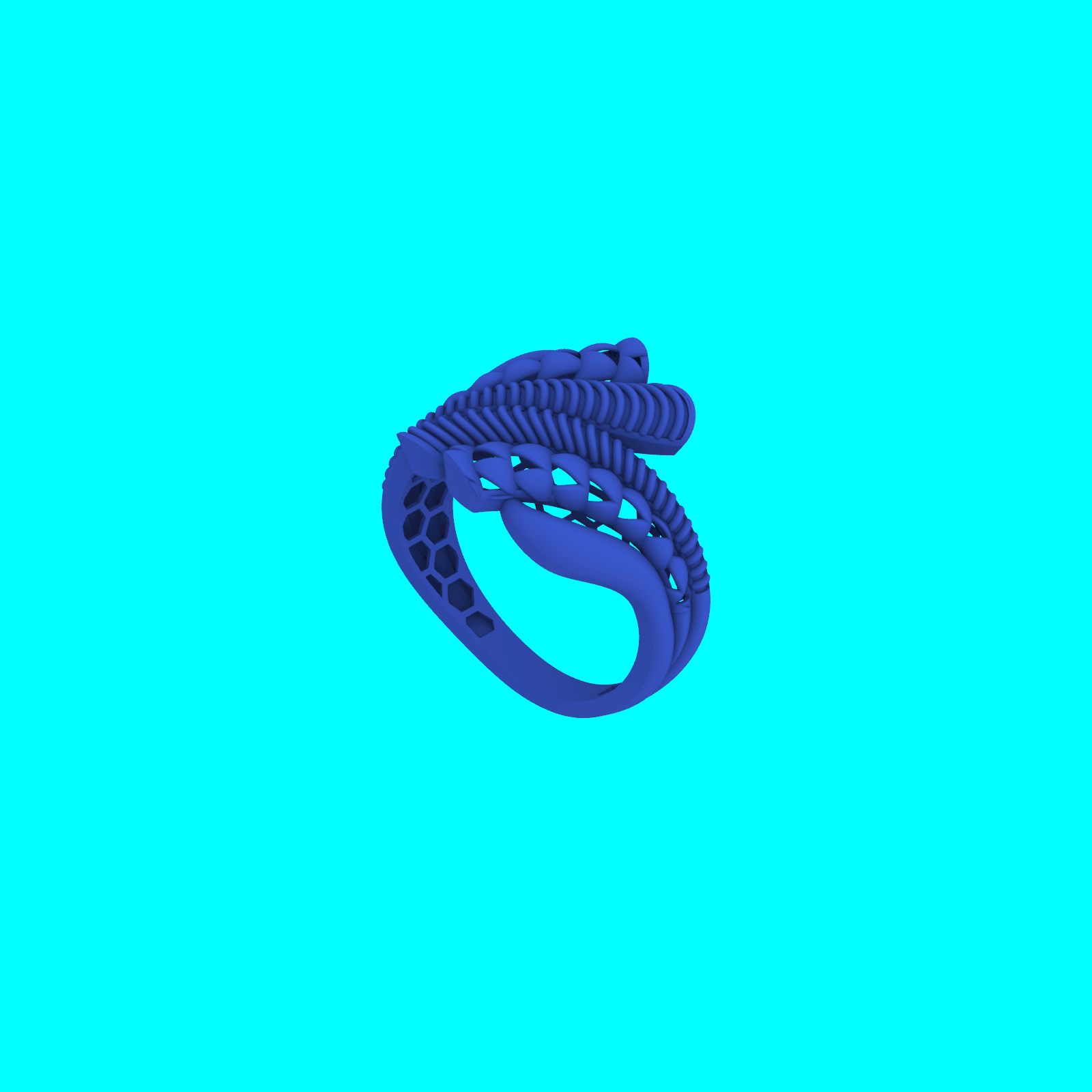 Abstract Bypass Ring with Braided and Ribbed Top — view 6