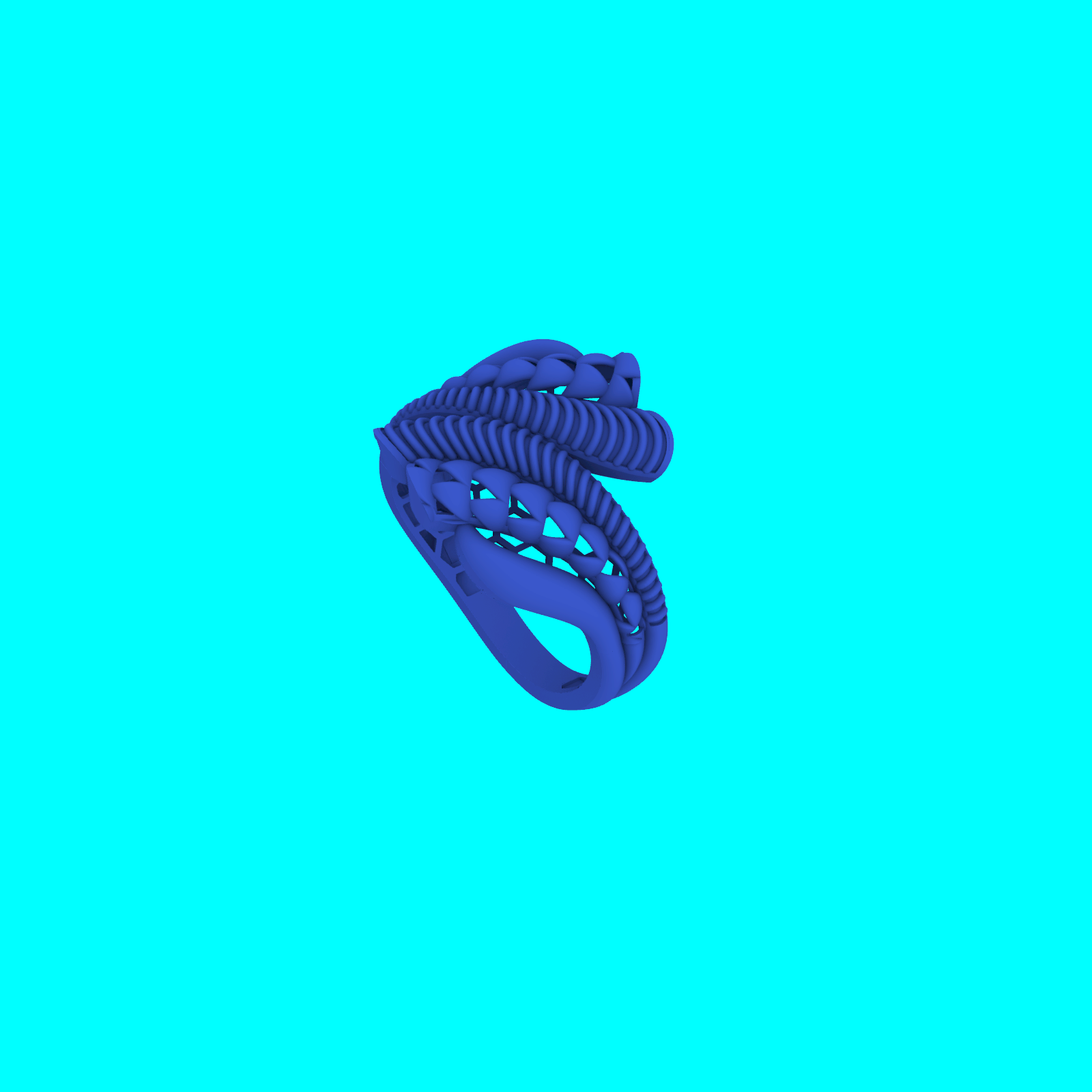 Abstract Bypass Ring with Braided and Ribbed Top — view 5
