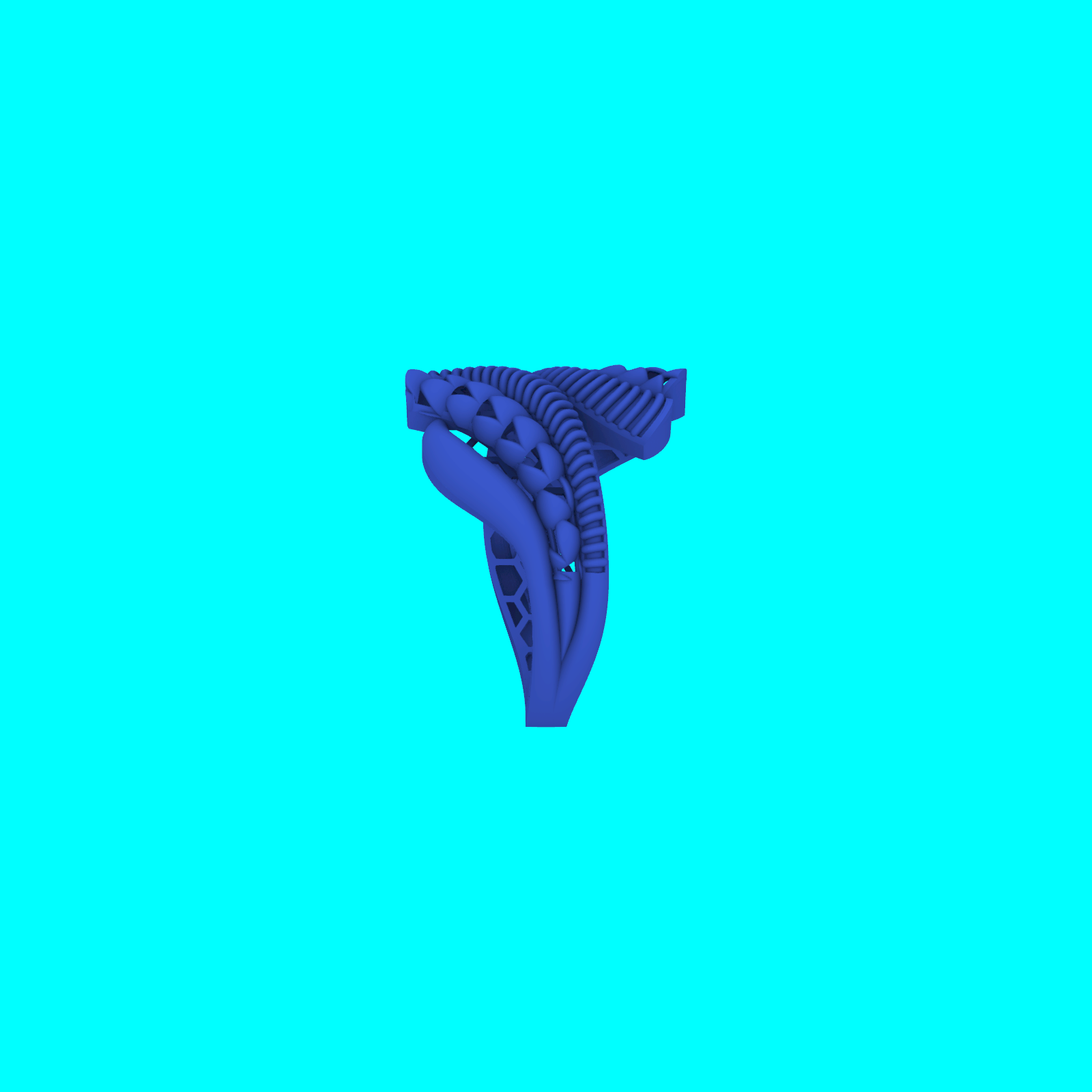 Abstract Bypass Ring with Braided and Ribbed Top — view 4