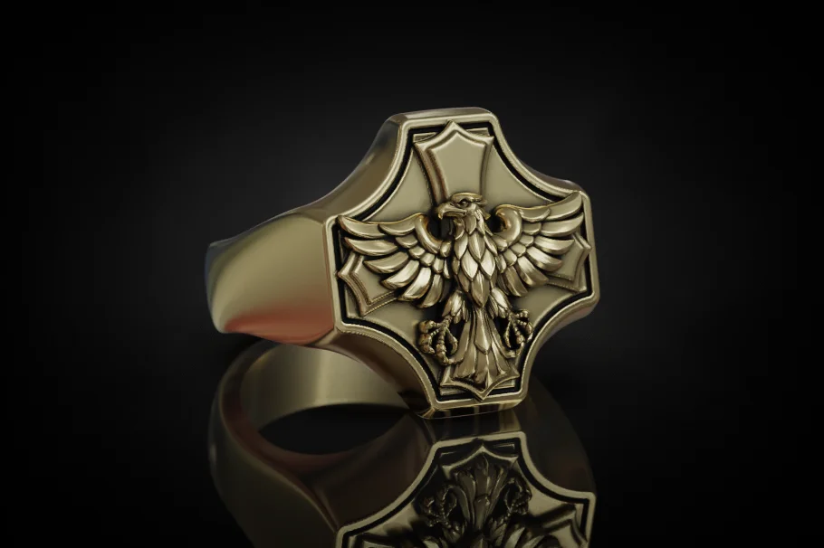 Heraldic Eagle Relief Signet Ring — view 8