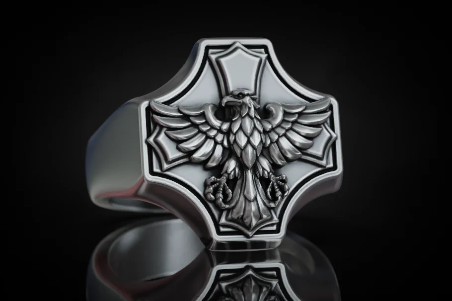 Heraldic Eagle Relief Signet Ring — view 7
