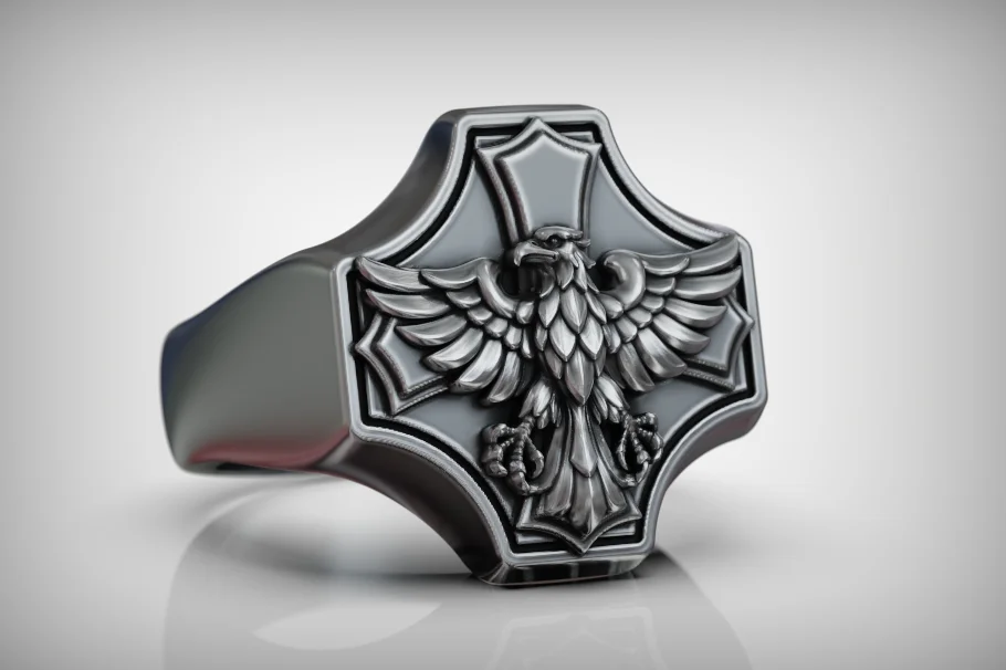 Heraldic Eagle Relief Signet Ring