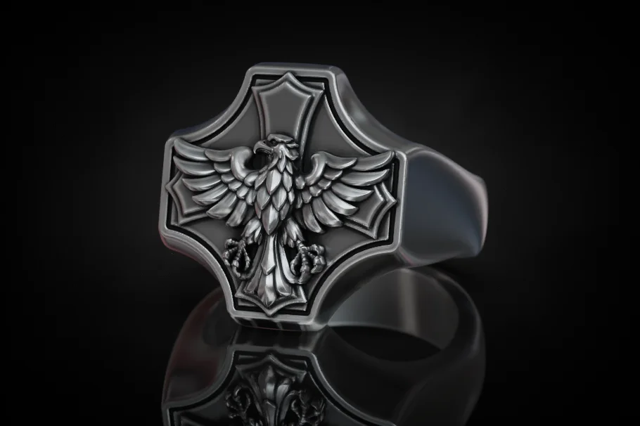 Heraldic Eagle Relief Signet Ring — view 5
