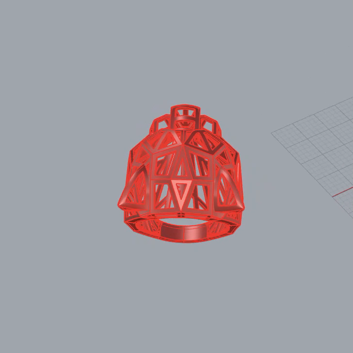 Faceted Panther Head Geometric Ring — view 2