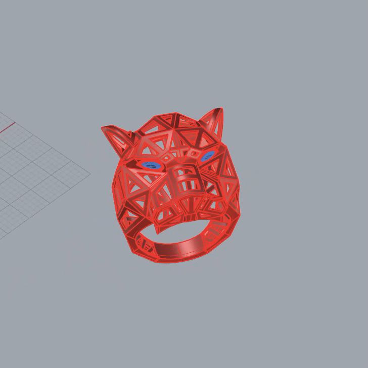 Faceted Panther Head Geometric Ring — view 3