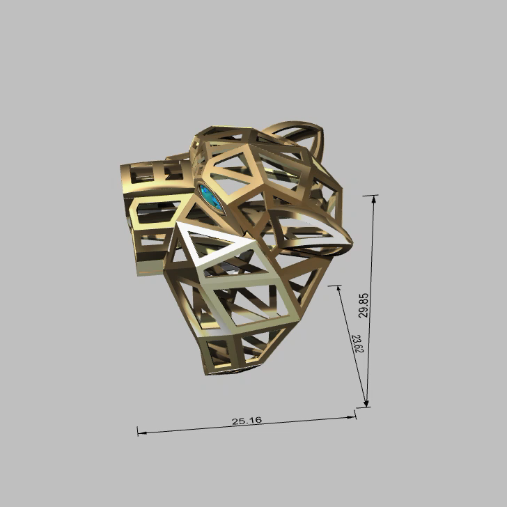 Faceted Panther Head Geometric Ring — view 6