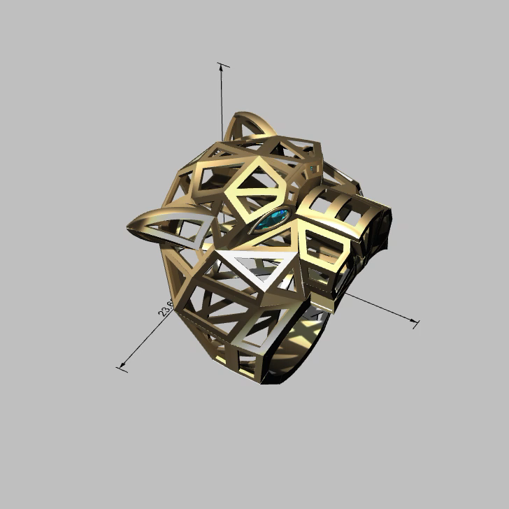 Faceted Panther Head Geometric Ring — view 5