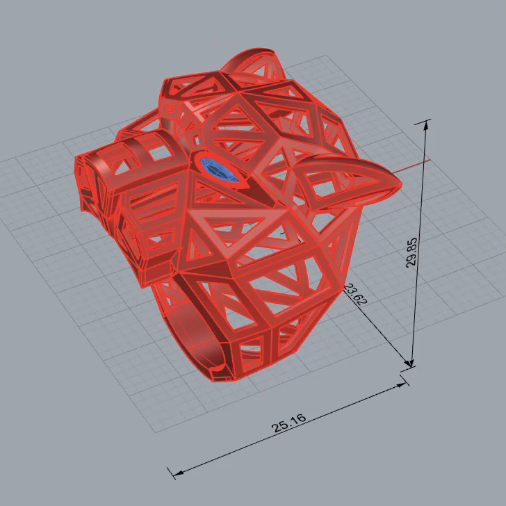 Faceted Panther Head Geometric Ring