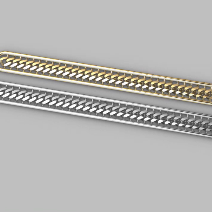 Framed Cuban Link Chain Bracelet Bar Design — view 2