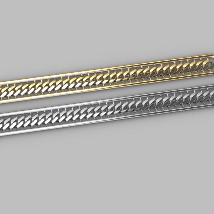 Framed Cuban Link Chain Bracelet Bar Design
