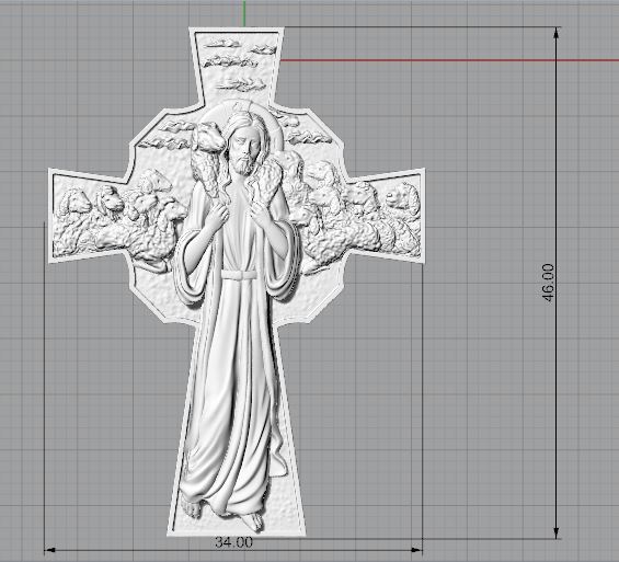 Jesus The Good Shepherd Christian Cross Pendant — view 4