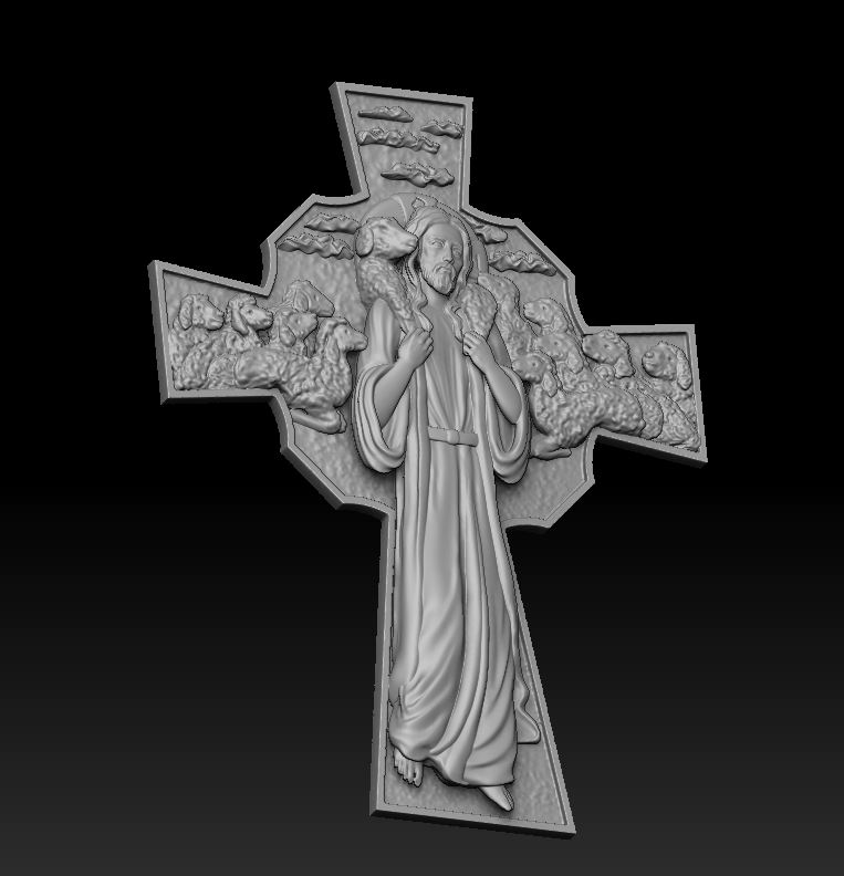 Jesus The Good Shepherd Christian Cross Pendant — view 8