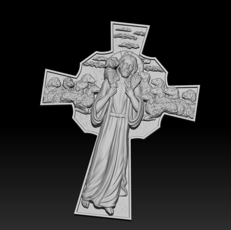 Jesus The Good Shepherd Christian Cross Pendant — view 6
