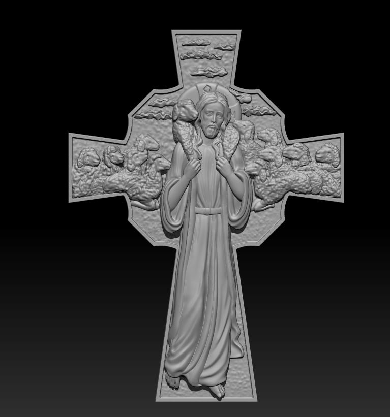 Jesus The Good Shepherd Christian Cross Pendant — view 7