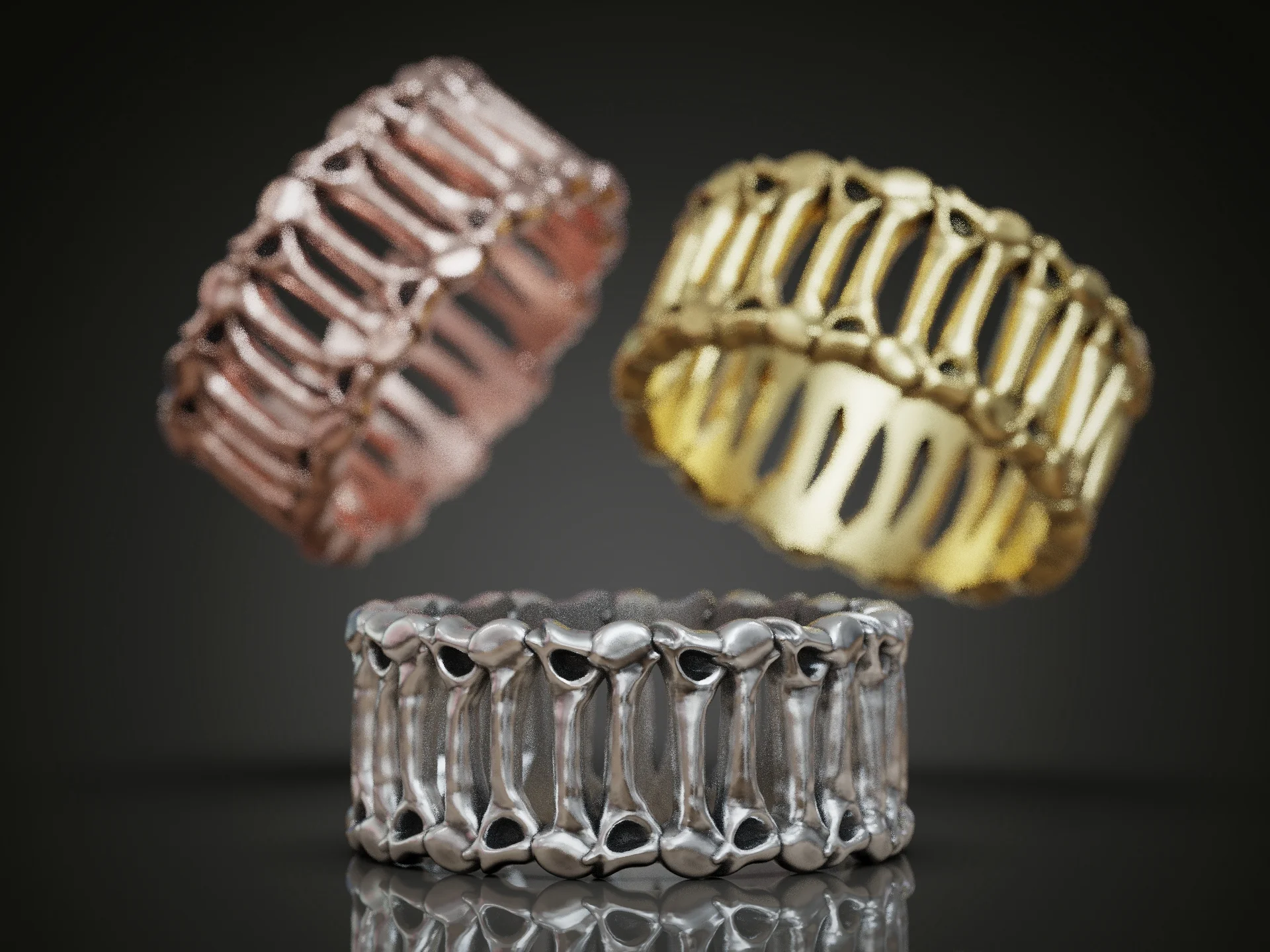Gothic Skeletal Rib Cage Bone Ring — view 2