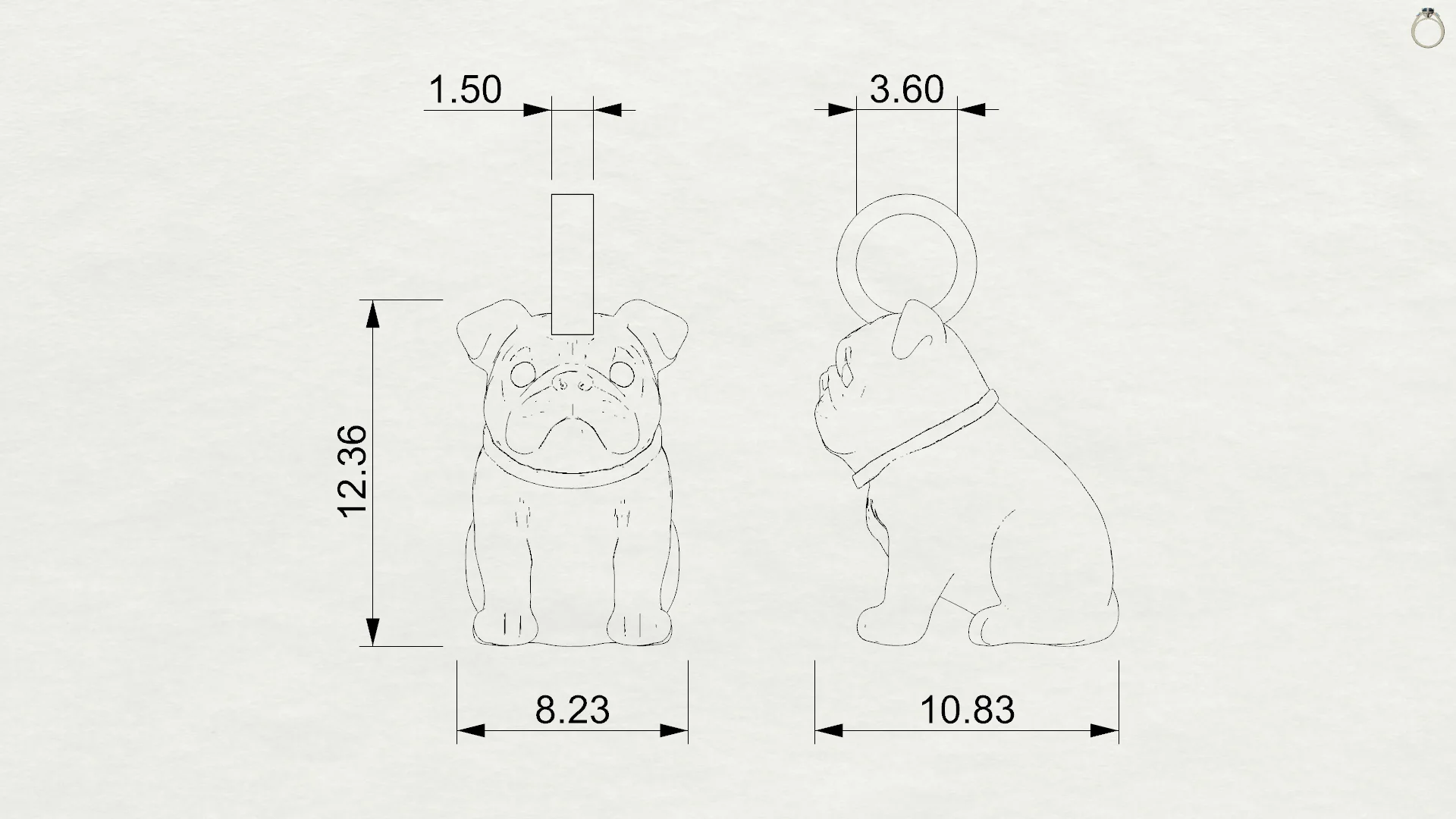 Bulldog Charm 3D Model — view 7
