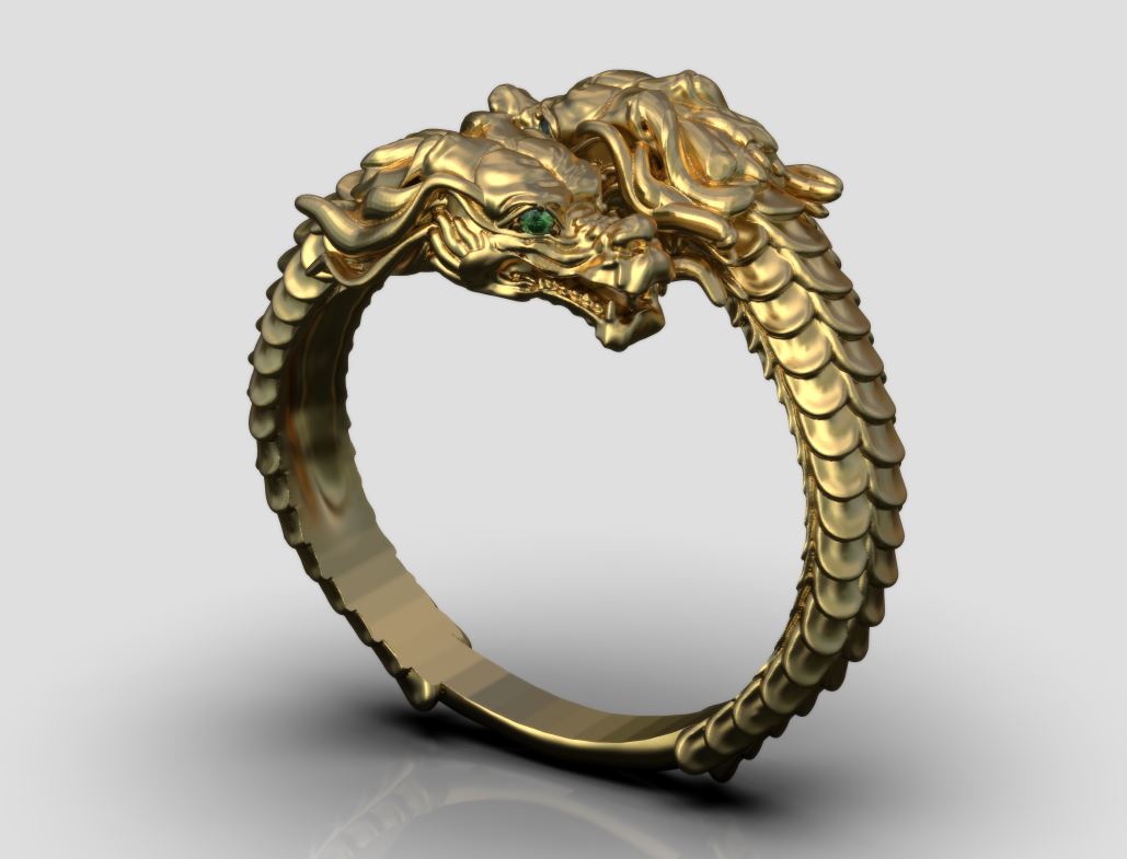 Mythic Dragon Serpent Ring 3D Model