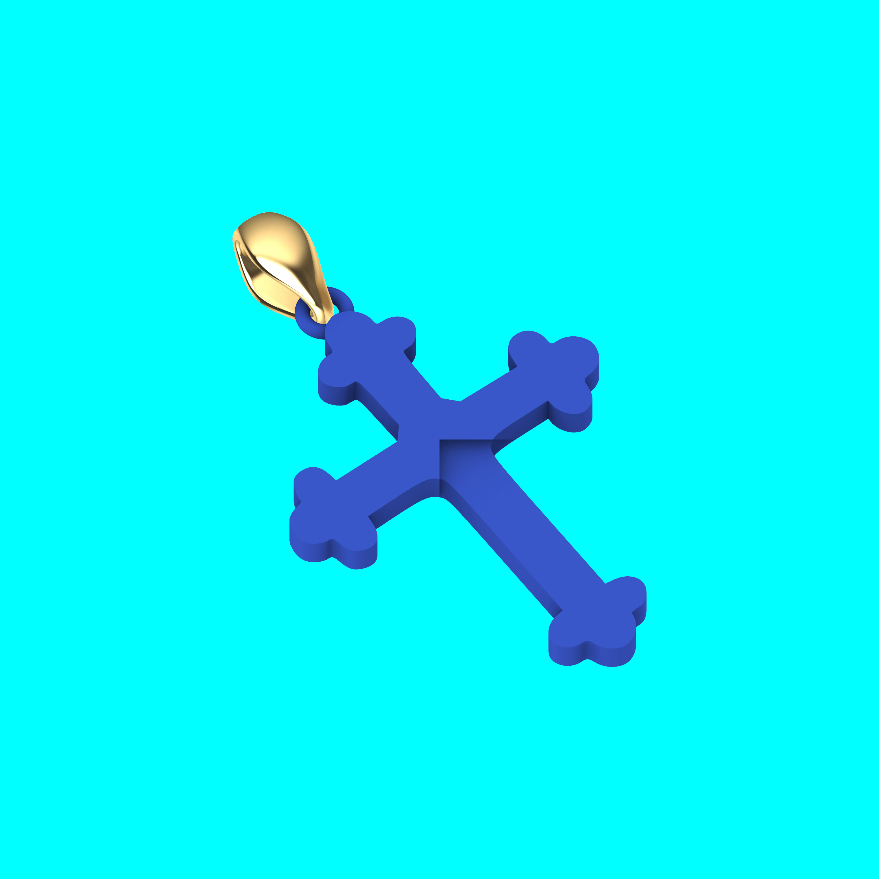 Cross Pendant with Trefoil Ends — view 1