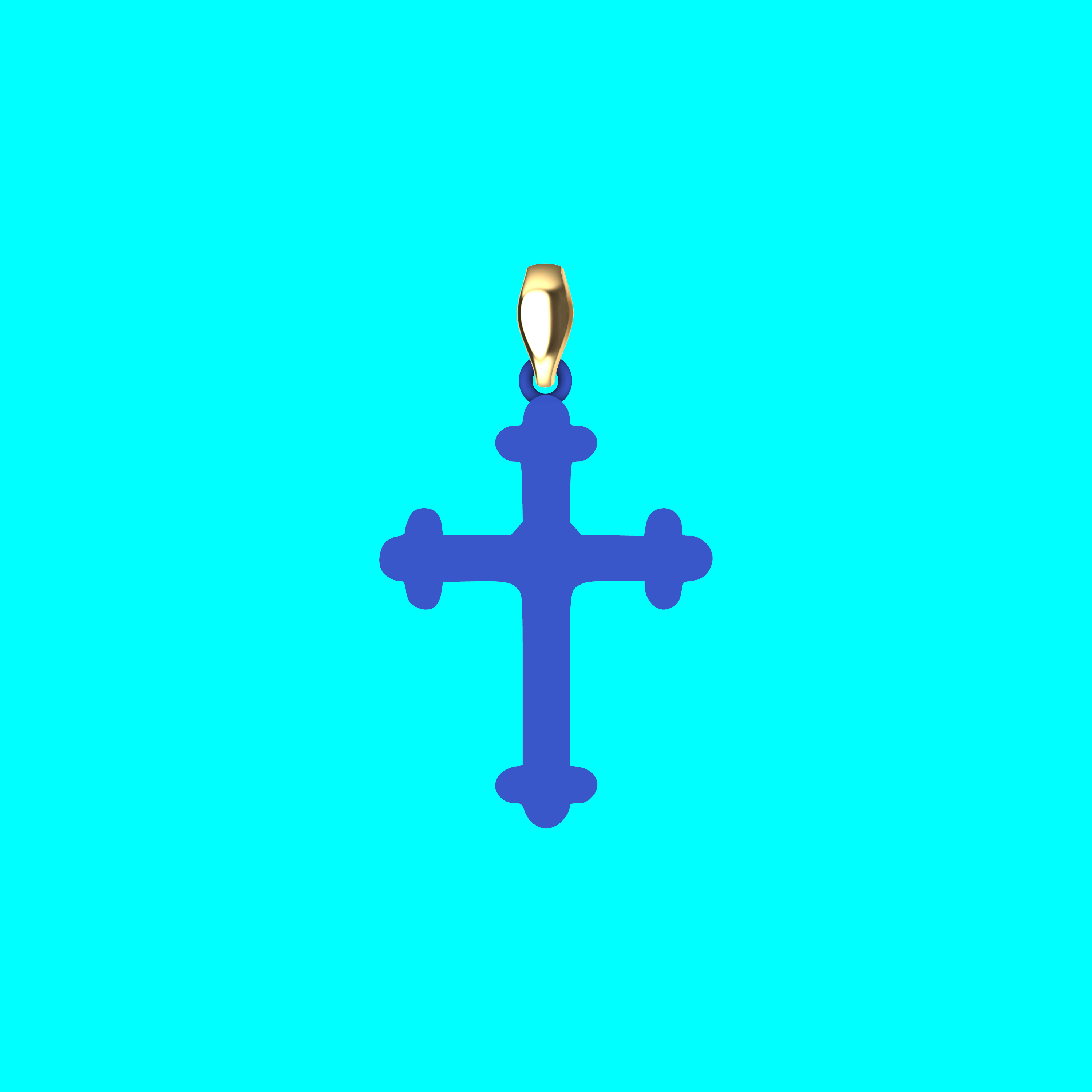 Cross Pendant with Trefoil Ends — view 5
