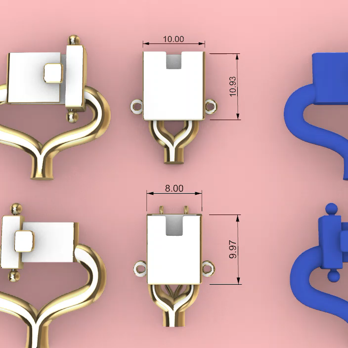 Push-Button Box Clasp Set with Split Bails — view 4