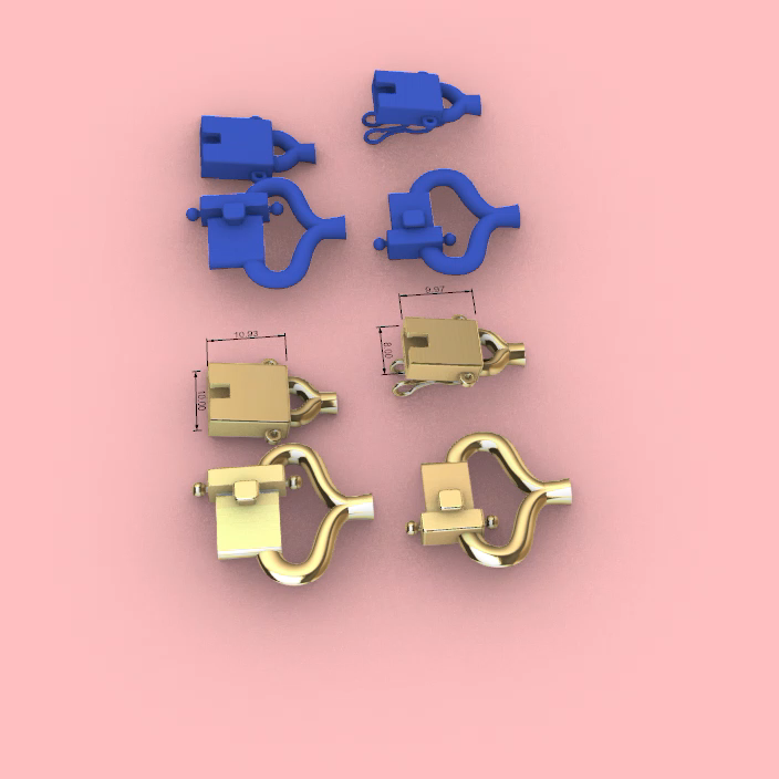 Push-Button Box Clasp Set with Split Bails — view 3