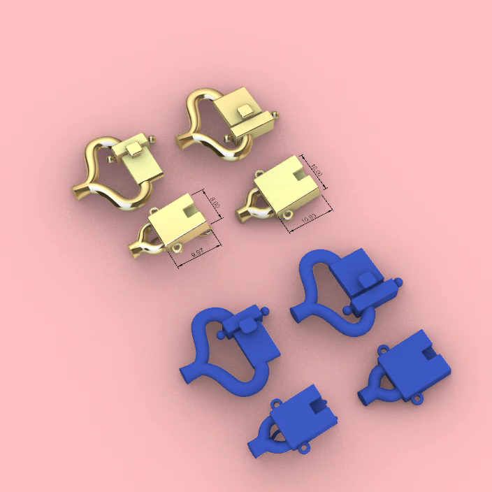 Push-Button Box Clasp Set with Split Bails — view 2