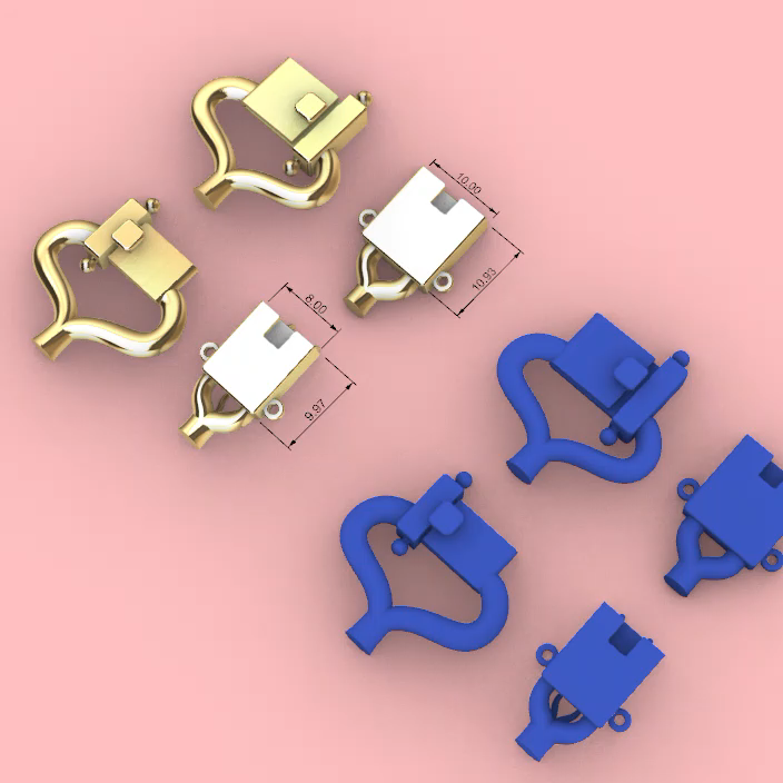 Push-Button Box Clasp Set with Split Bails — view 5