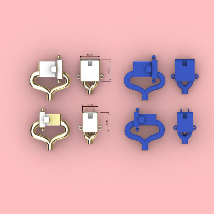 Push-Button Box Clasp Set with Split Bails