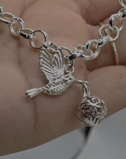 Hummingbird Sphere Art Deco Pendant — view 6