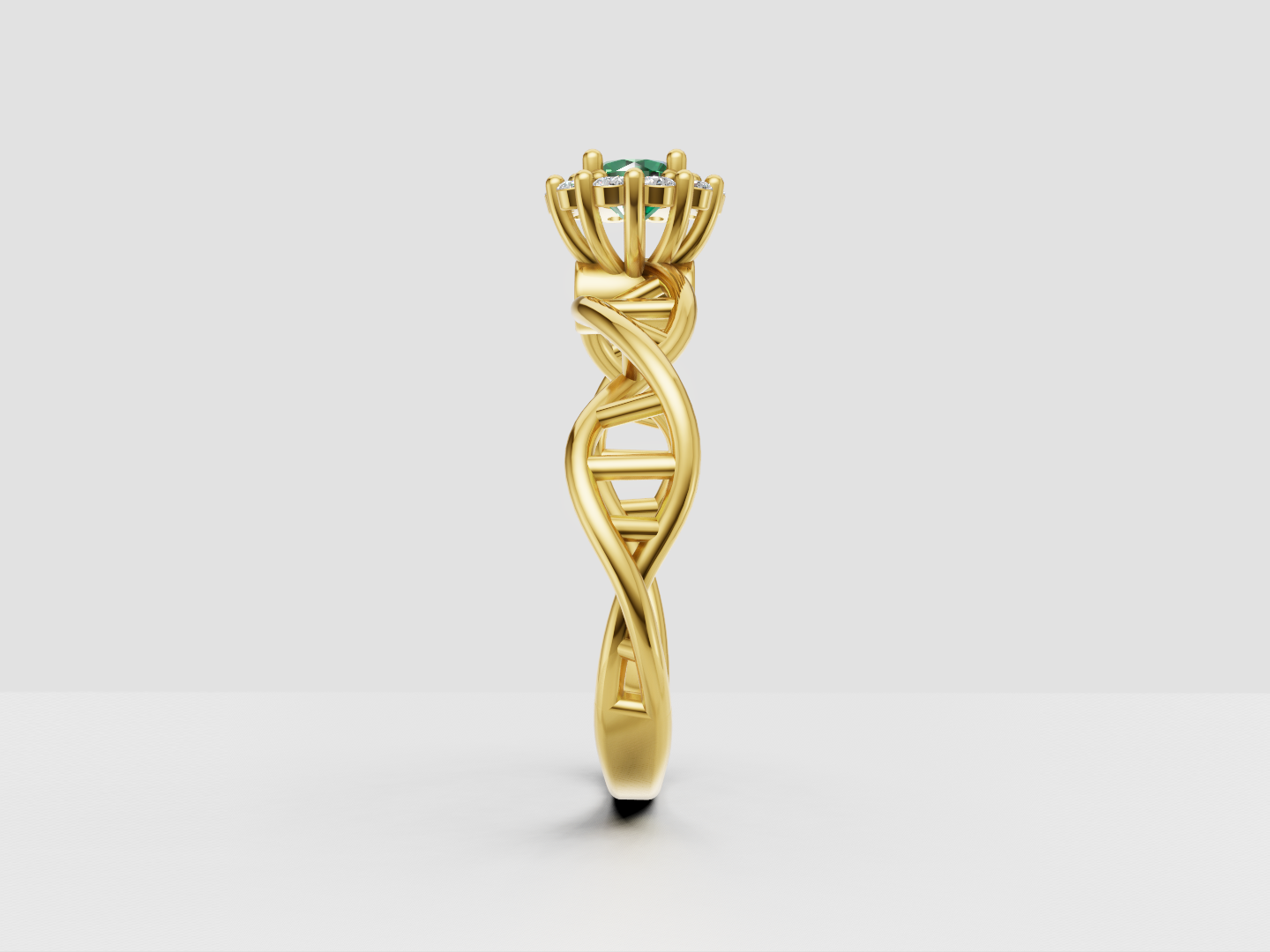 DNA Helix Halo Engagement Ring 3D Model — view 4