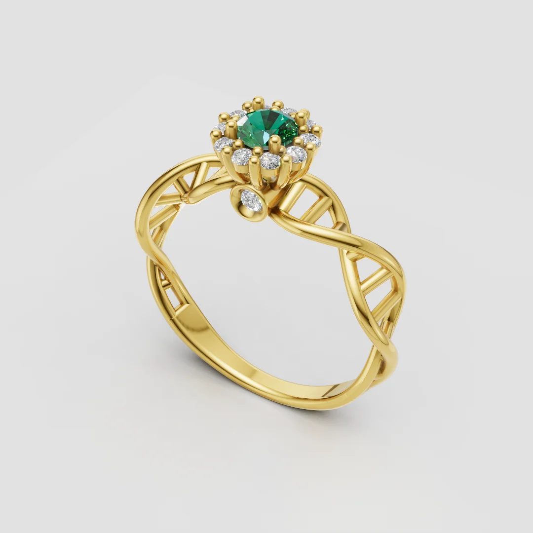 DNA Helix Halo Engagement Ring 3D Model — view 2