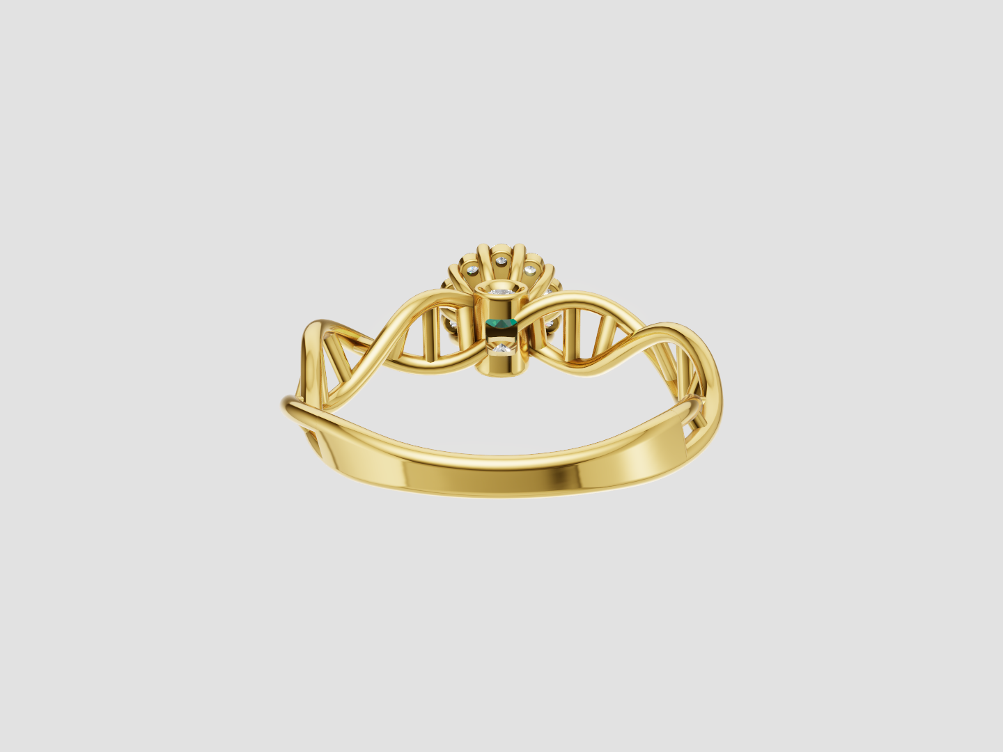 DNA Helix Halo Engagement Ring 3D Model — view 6