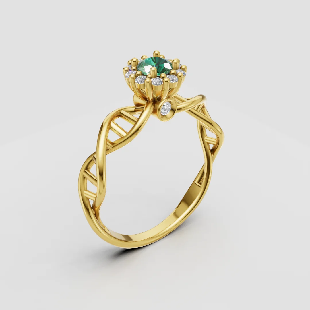 DNA Helix Halo Engagement Ring 3D Model