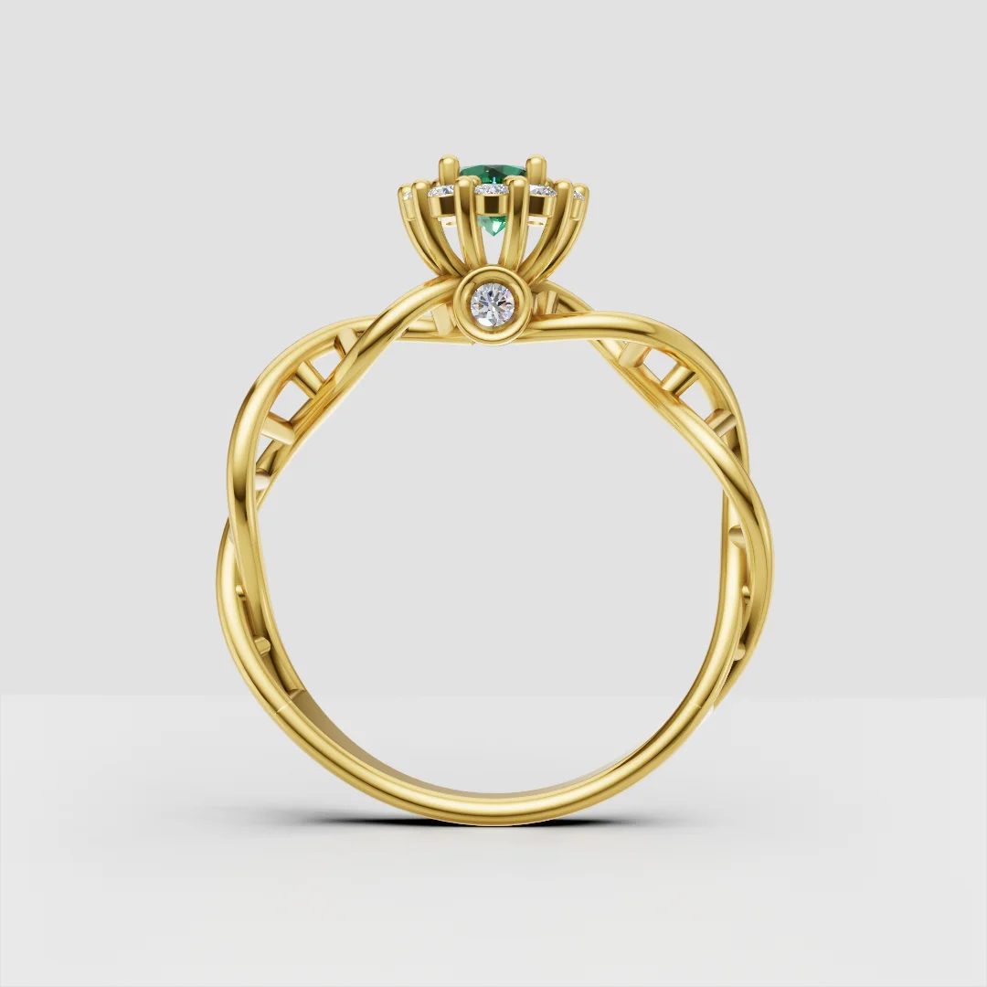 DNA Helix Halo Engagement Ring 3D Model — view 3