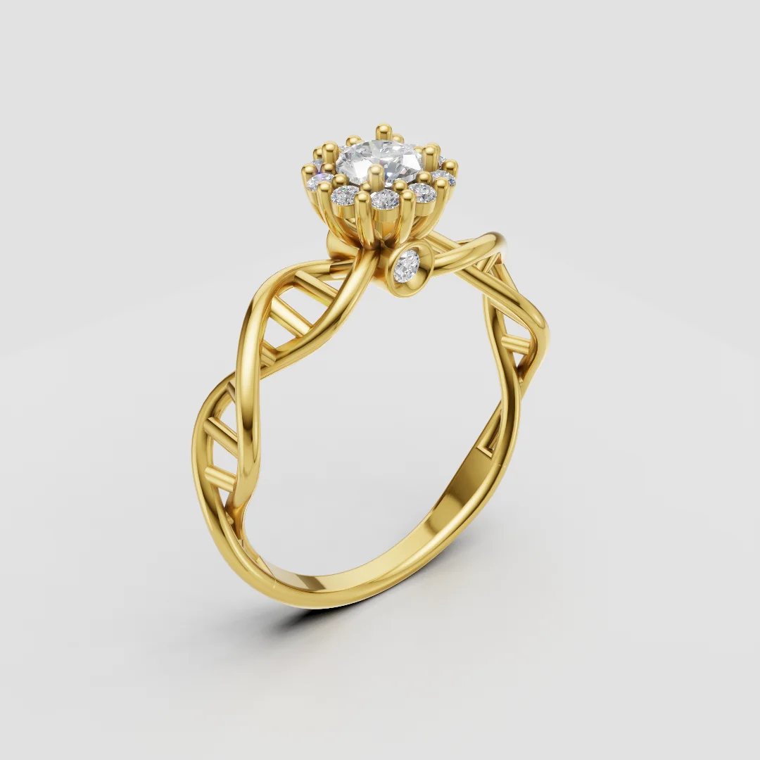 DNA Helix Halo Engagement Ring 3D Model — view 7