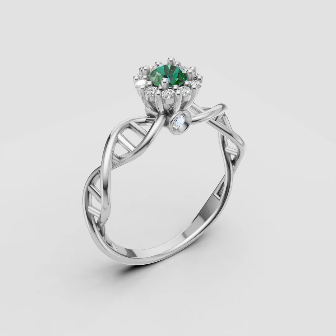 DNA Helix Halo Engagement Ring 3D Model — view 8
