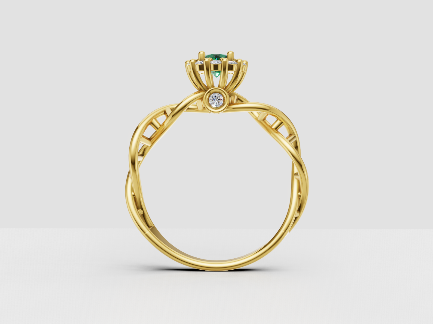 DNA Helix Halo Engagement Ring 3D Model — view 2