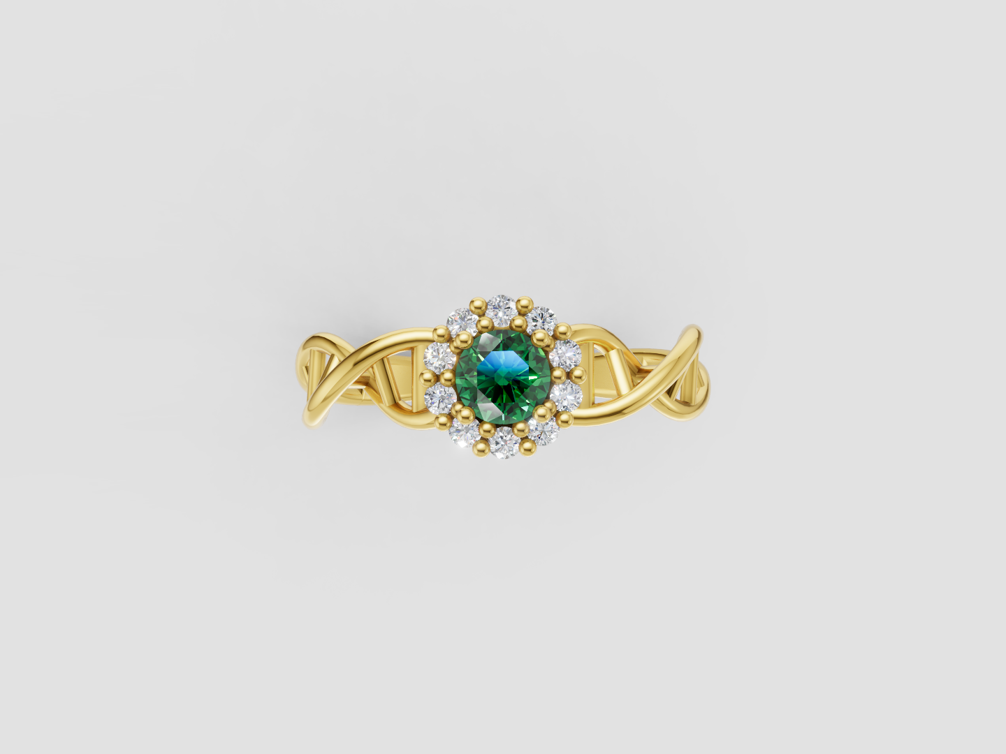 DNA Helix Halo Engagement Ring 3D Model — view 5