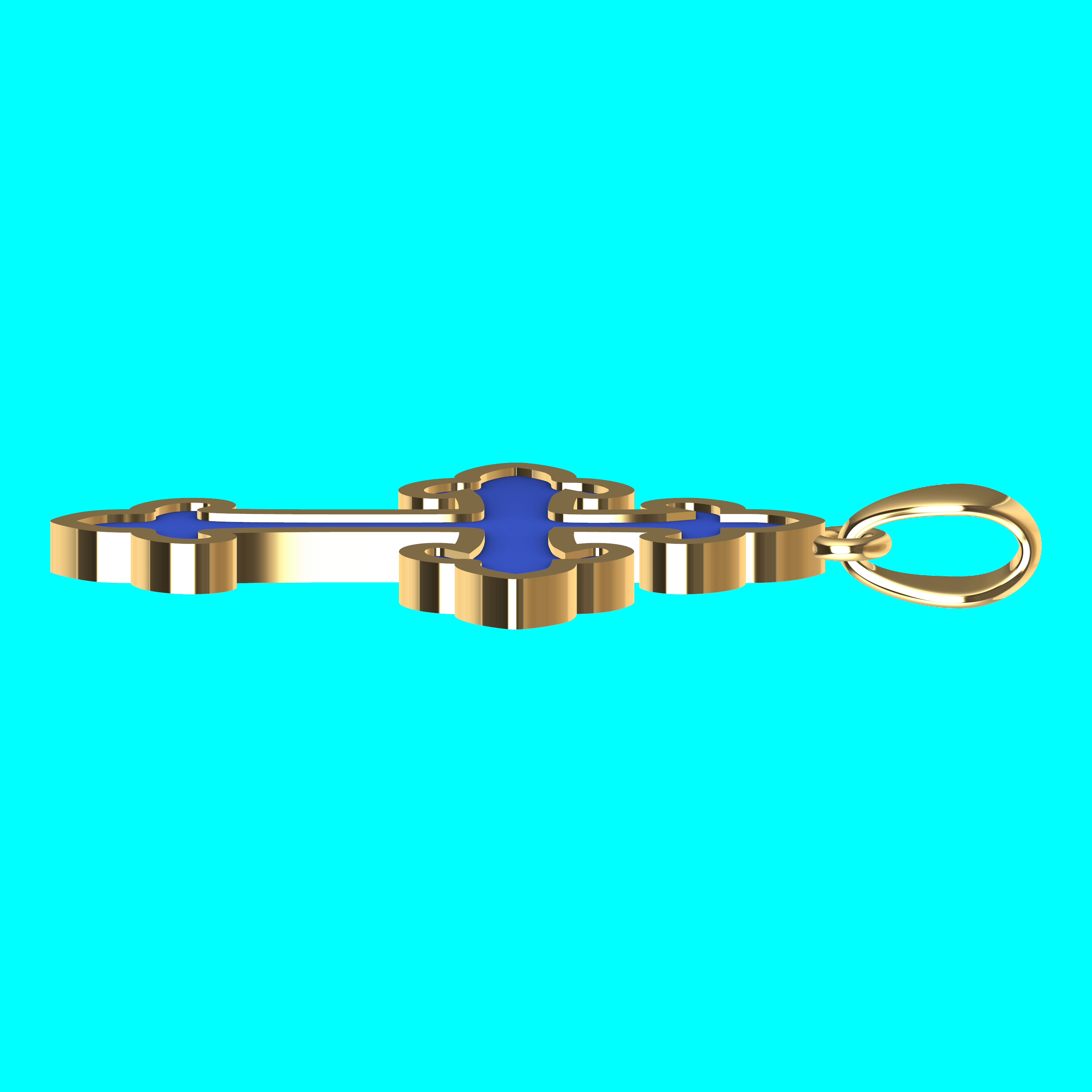 Framed Cross Pendant with Scrolled Leaf Ends — view 4